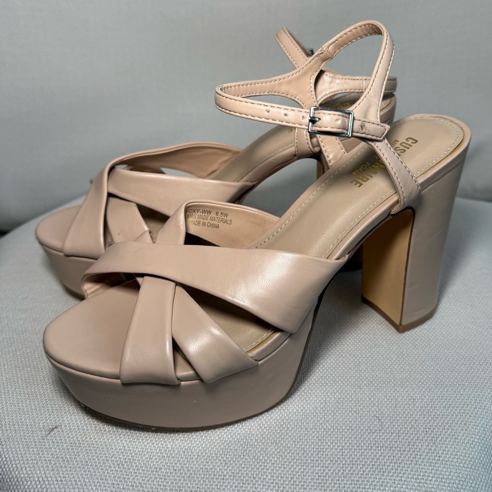 Cushionare memory foam  Nude Platform Sandals